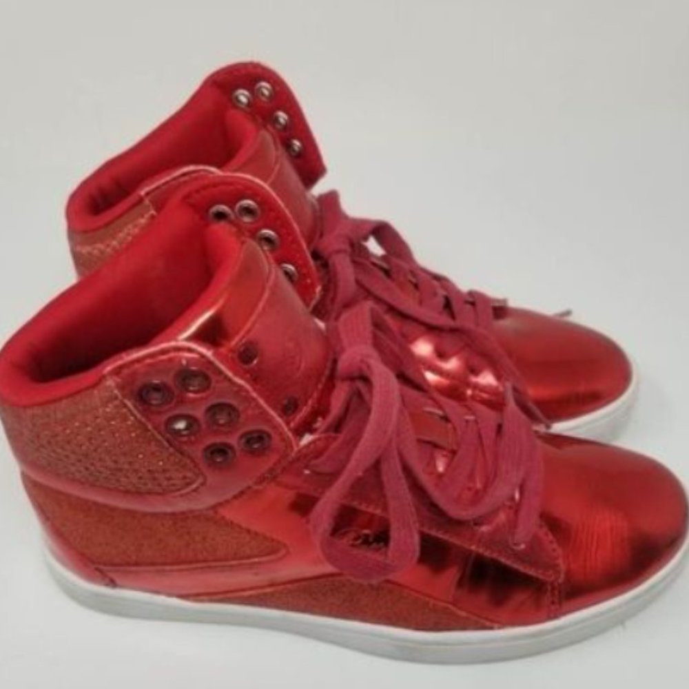 Red Pastry High-Top Dance Sneakers - Size Women 7, Good Condition